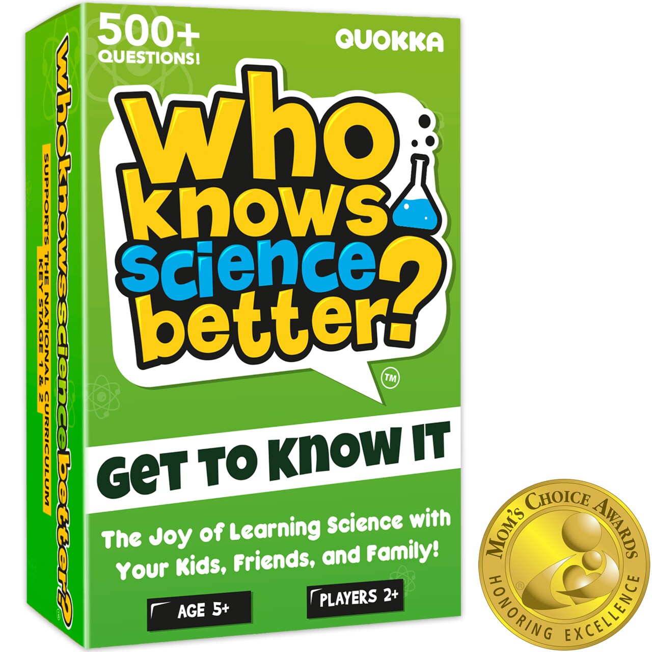 QUOKKA Who Knows Science Better - Learning Family Trivia Games for Kids Ages 5-7 - 500 Educational Questions | Set Up in 1 Min | 2+ Players - Science Learning Games - Learning Games for Kids Ages 8-12